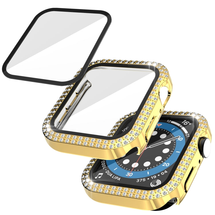 Caixa de Relógio em PC com Diamantes de Dupla Fileira + Vidro Temperado Para Apple Watch Series, 3&2&1 38mm, 3&2&1 42mm