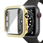Caixa de Relógio em PC com Diamantes de Dupla Fileira + Vidro Temperado Para Apple Watch Series, 3&2&1 38mm, 3&2&1 42mm