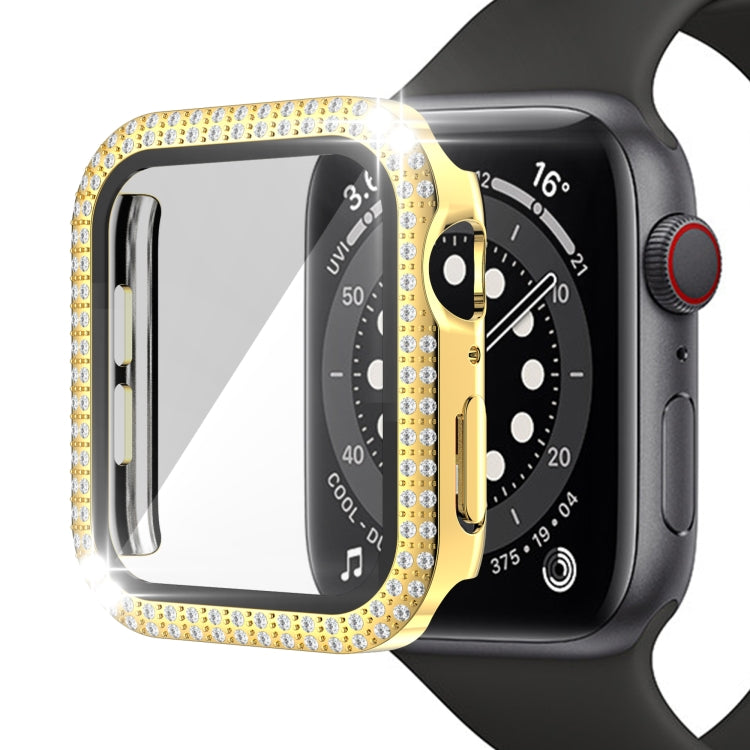 Caixa de Relógio em PC com Diamantes de Dupla Fileira + Vidro Temperado Para Apple Watch Series, 3&2&1 38mm, 3&2&1 42mm