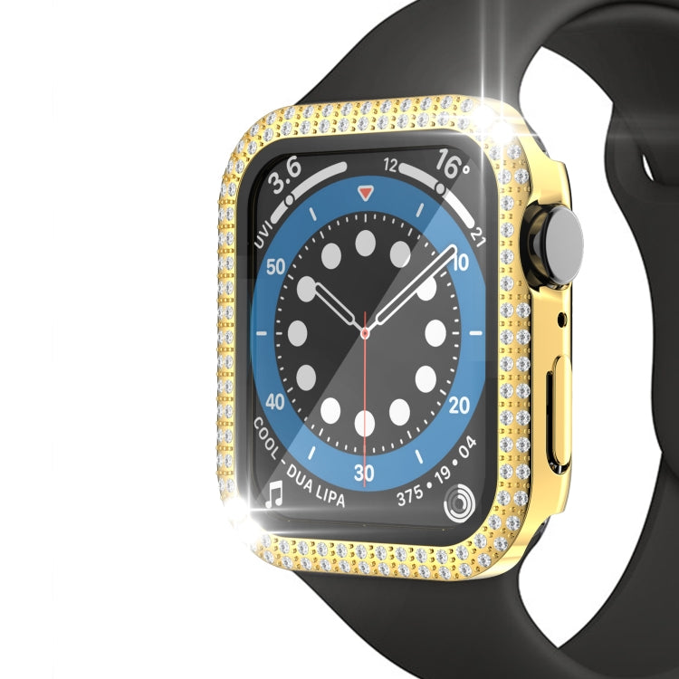 Caixa de Relógio em PC com Diamantes de Dupla Fileira + Vidro Temperado Para Apple Watch Series, 3&2&1 38mm, 3&2&1 42mm