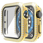 Caixa de Relógio em PC com Diamantes de Dupla Fileira + Vidro Temperado Para Apple Watch Series, 3&2&1 38mm, 3&2&1 42mm