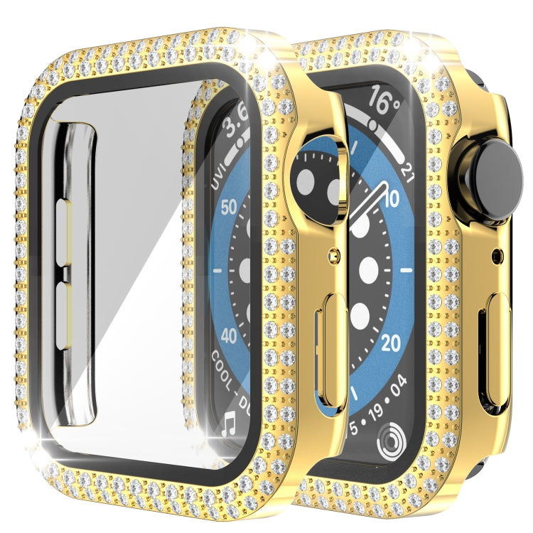 Caixa de Relógio em PC com Diamantes de Dupla Fileira + Vidro Temperado Para Apple Watch Series, 3&2&1 38mm, 3&2&1 42mm