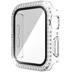 Caixa de Relógio em PC com Diamantes de Dupla Fileira + Vidro Temperado Para Apple Watch Series, 3&2&1 38mm, 3&2&1 42mm
