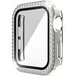 Caixa de Relógio em PC com Diamantes de Dupla Fileira + Vidro Temperado Para Apple Watch Series, 3&2&1 38mm, 3&2&1 42mm