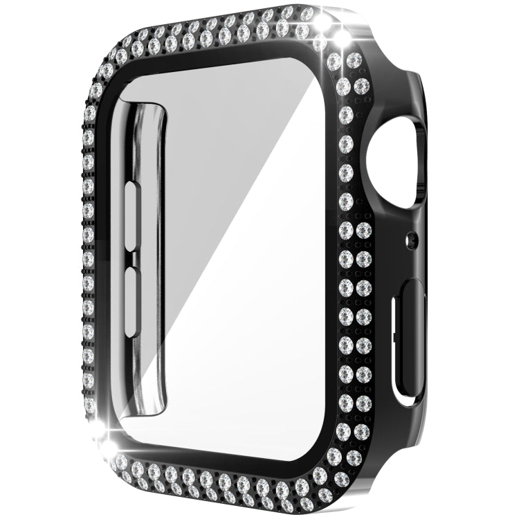 Caixa de Relógio em PC com Diamantes de Dupla Fileira + Vidro Temperado Para Apple Watch Series, 3&2&1 38mm, 3&2&1 42mm