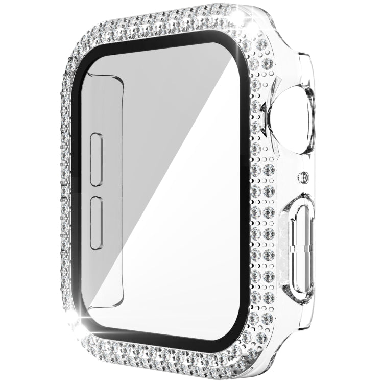 Caixa de Relógio em PC com Diamantes de Dupla Fileira + Vidro Temperado Para Apple Watch Series, 3&2&1 38mm, 3&2&1 42mm