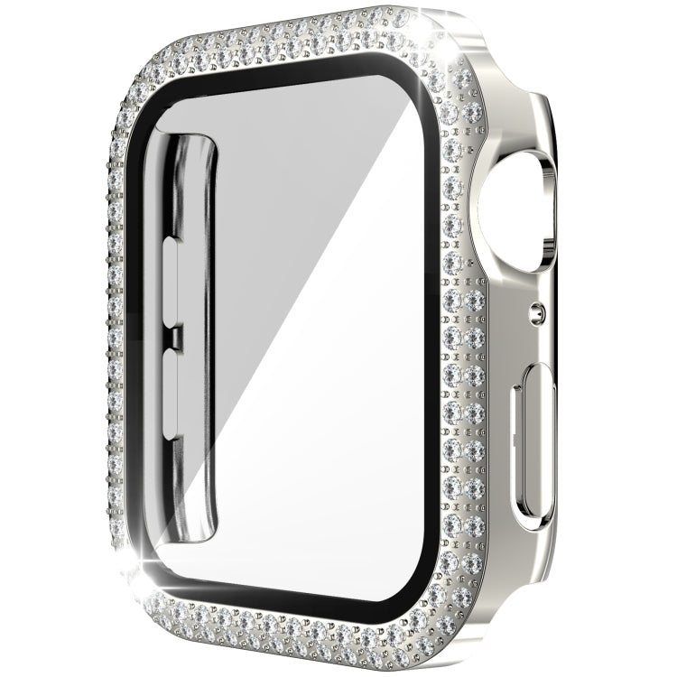 Caixa de Relógio em PC com Diamantes de Dupla Fileira + Vidro Temperado Para Apple Watch Series, 3&2&1 38mm, 3&2&1 42mm