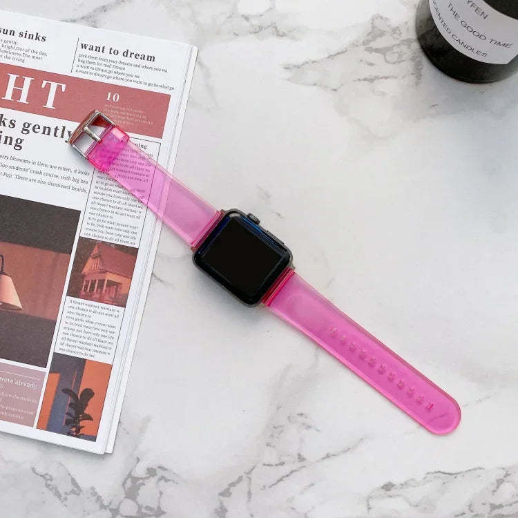 Pulseira de Relógio Transparente Jelly Para Apple Watch Series, 7 41mm / 6&SE&5&4 40mm / 3&2&1 38mm, 7 45mm / 6&SE&5&4 44mm / 3&2&1 42mm