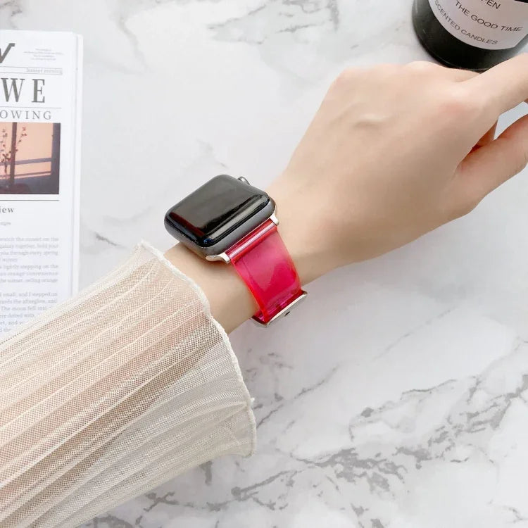 Jelly Transparent Watchband For Apple Watch Series, 7 41mm / 6&SE&5&4 40mm / 3&2&1 38mm, 7 45mm / 6&SE&5&4 44mm / 3&2&1 42mm