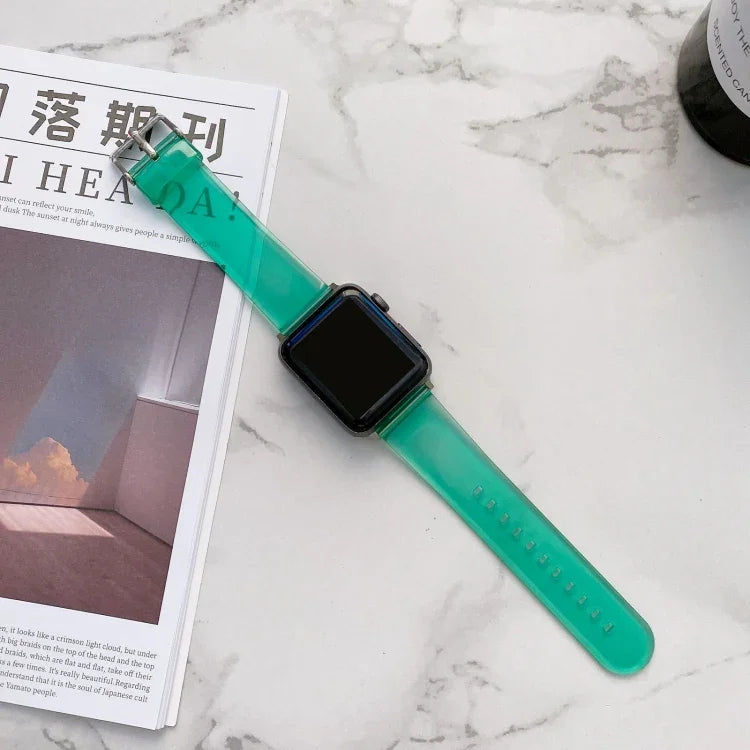 Jelly Transparent Watchband For Apple Watch Series, 7 41mm / 6&SE&5&4 40mm / 3&2&1 38mm, 7 45mm / 6&SE&5&4 44mm / 3&2&1 42mm