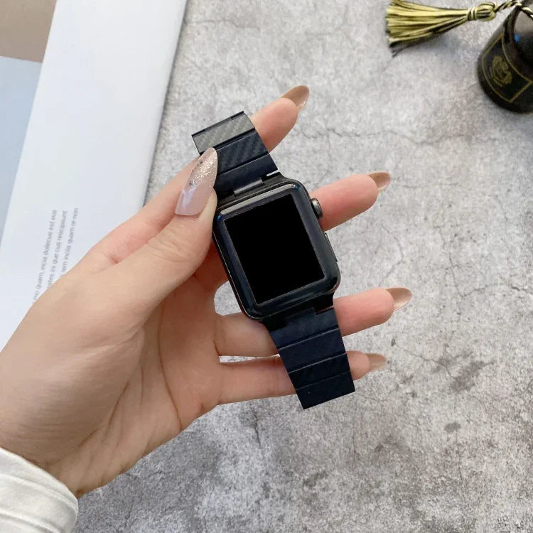 Pulseira de Relógio com Textura em Fibra de Carbono DD29 Para Apple Watch Series, 7 41mm / 6&SE&5&4 40mm / 3&2&1 38mm, 7 45mm / 6&SE&5&4 44mm / 3&2&1 42mm