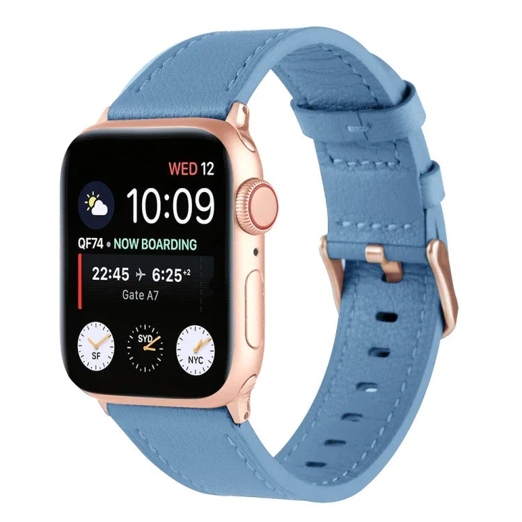 Pulseira de Relógio em Pele Genuína para Cintura Pequena para Apple Watch Series, 7 41mm / 6&SE&5&4 40mm / 3&2&1 38mm, 7 45mm / 6&SE&5&4 44mm / 3&2&1 42mm