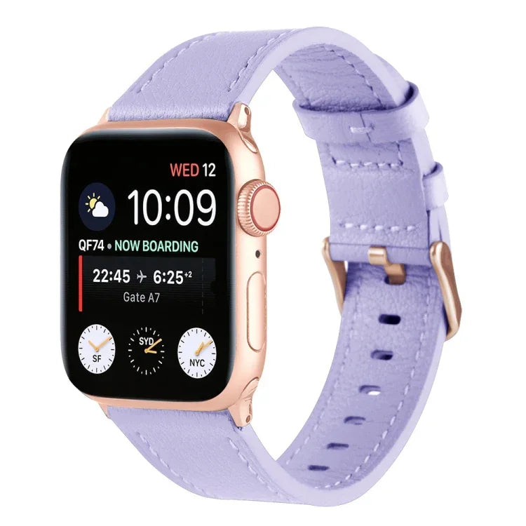 Pulseira de Relógio em Pele Genuína para Cintura Pequena para Apple Watch Series, 7 41mm / 6&SE&5&4 40mm / 3&2&1 38mm, 7 45mm / 6&SE&5&4 44mm / 3&2&1 42mm