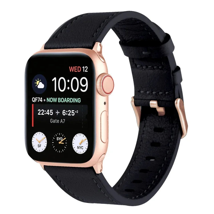 Pulseira de Relógio em Pele Genuína para Cintura Pequena para Apple Watch Series, 7 41mm / 6&SE&5&4 40mm / 3&2&1 38mm, 7 45mm / 6&SE&5&4 44mm / 3&2&1 42mm