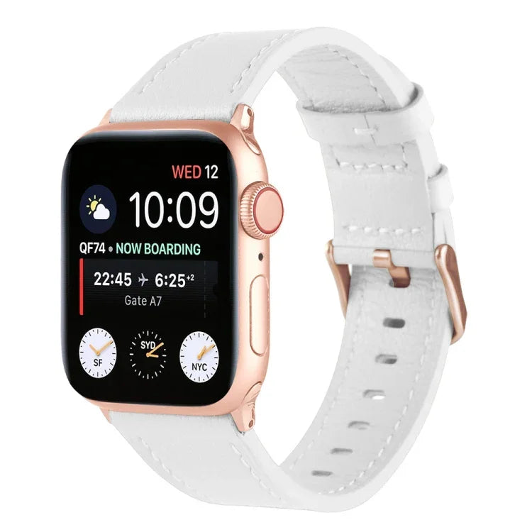 Pulseira de Relógio em Pele Genuína para Cintura Pequena para Apple Watch Series, 7 41mm / 6&SE&5&4 40mm / 3&2&1 38mm, 7 45mm / 6&SE&5&4 44mm / 3&2&1 42mm