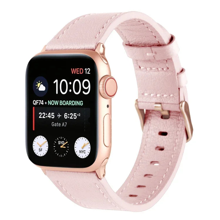 Pulseira de Relógio em Pele Genuína para Cintura Pequena para Apple Watch Series, 7 41mm / 6&SE&5&4 40mm / 3&2&1 38mm, 7 45mm / 6&SE&5&4 44mm / 3&2&1 42mm