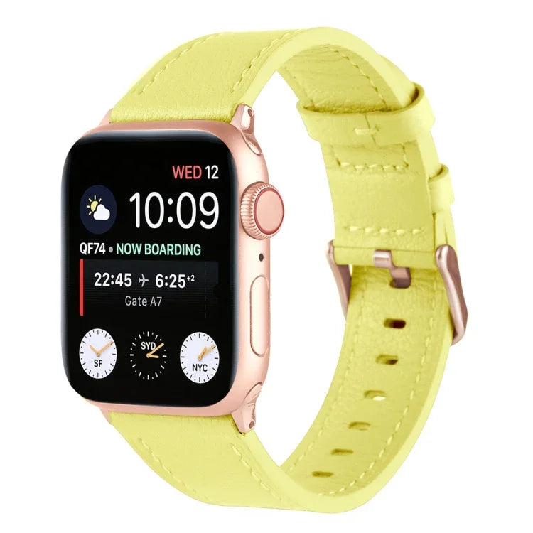 Pulseira de Relógio em Pele Genuína para Cintura Pequena para Apple Watch Series, 7 41mm / 6&SE&5&4 40mm / 3&2&1 38mm, 7 45mm / 6&SE&5&4 44mm / 3&2&1 42mm