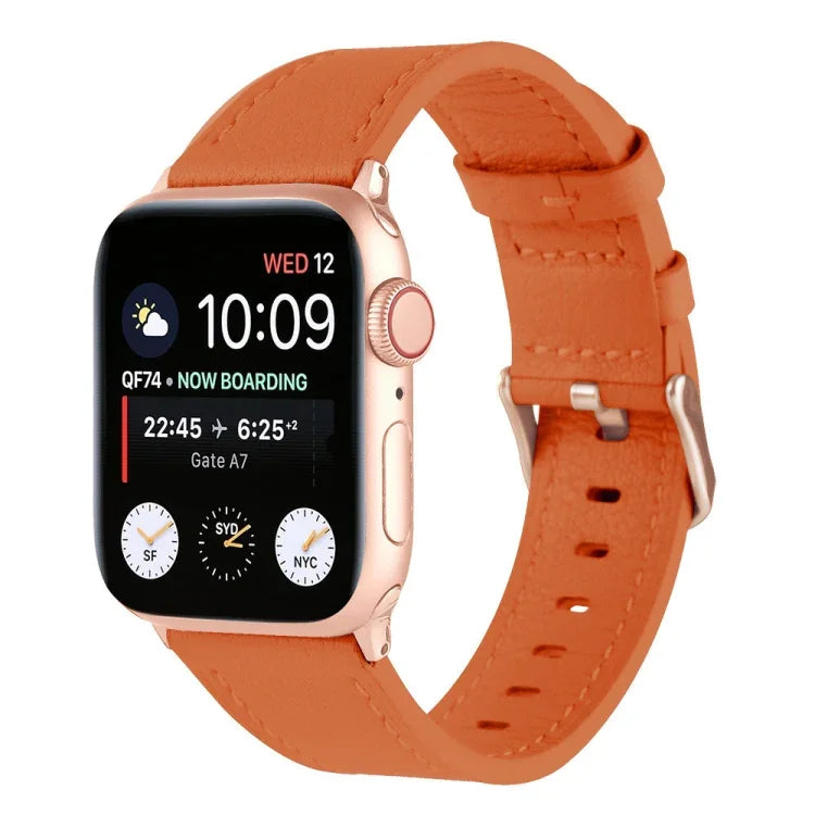 Pulseira de Relógio em Pele Genuína para Cintura Pequena para Apple Watch Series, 7 41mm / 6&SE&5&4 40mm / 3&2&1 38mm, 7 45mm / 6&SE&5&4 44mm / 3&2&1 42mm