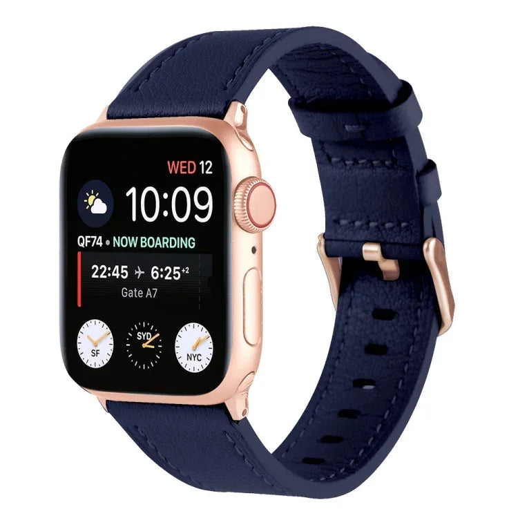Pulseira de Relógio em Pele Genuína para Cintura Pequena para Apple Watch Series, 7 41mm / 6&SE&5&4 40mm / 3&2&1 38mm, 7 45mm / 6&SE&5&4 44mm / 3&2&1 42mm