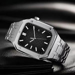 Pulseira de Relógio em Metal de Carvalho Integrada + Capa de Relógio para Apple Watch Series, para Apple Watch Series 6&SE&5&4 44mm