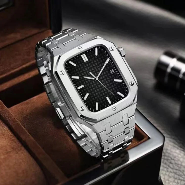 Pulseira de Relógio em Metal de Carvalho Integrada + Capa de Relógio para Apple Watch Series, para Apple Watch Series 6&SE&5&4 44mm