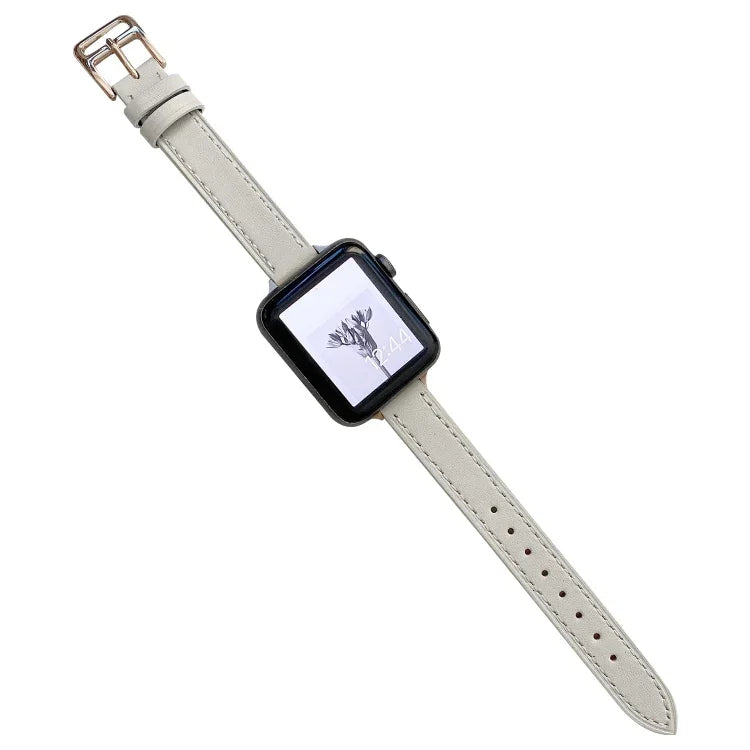 Pulseira de Relógio em Pele Lisa para Apple Watch Series, 7 41mm / 6&SE&5&4 40mm / 3&2&1 38mm, 7 45mm / 6&SE&5&4 44mm / 3&2&1 42mm