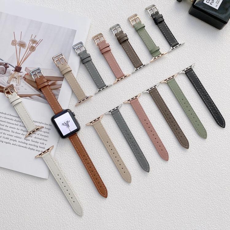 Pulseira de Relógio em Pele Lisa para Apple Watch Series, 7 41mm / 6&SE&5&4 40mm / 3&2&1 38mm, 7 45mm / 6&SE&5&4 44mm / 3&2&1 42mm