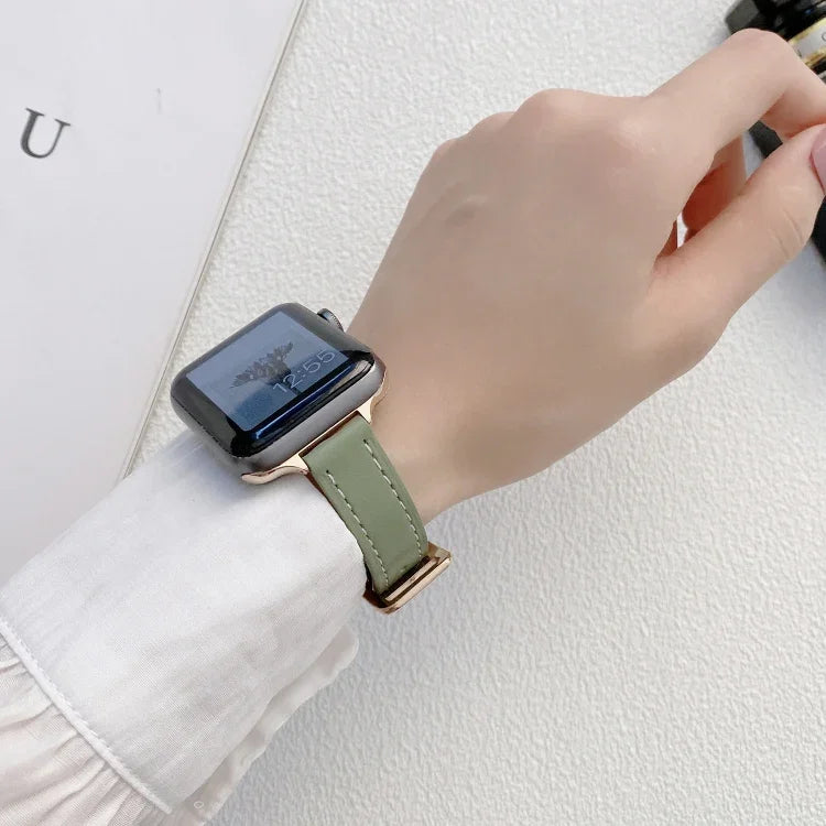 Pulseira de Relógio em Pele Lisa para Apple Watch Series, 7 41mm / 6&SE&5&4 40mm / 3&2&1 38mm, 7 45mm / 6&SE&5&4 44mm / 3&2&1 42mm