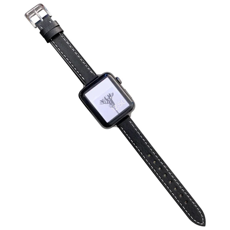 Pulseira de Relógio em Pele Lisa para Apple Watch Series, 7 41mm / 6&SE&5&4 40mm / 3&2&1 38mm, 7 45mm / 6&SE&5&4 44mm / 3&2&1 42mm