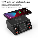 Carregador Sem Fios Inteligente com Ecrã Digital 838w 9 em 1 100W 4 PD 3.0 USB-C / Tipo-C + 4 Portas USB QC 3.0, Plugue EU, Plugue US, Plugue UK, Plugue AU