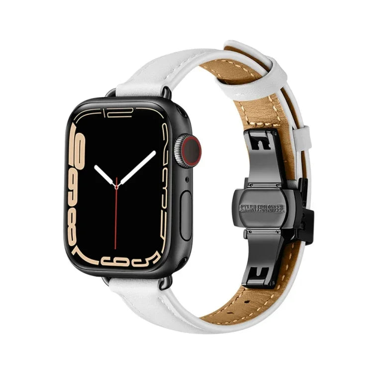 Pulseira de Relógio com Fivela Borboleta Slim para Apple Watch Series, 7 41mm / 6&SE&5&4 40mm / 3&2&1 38mm