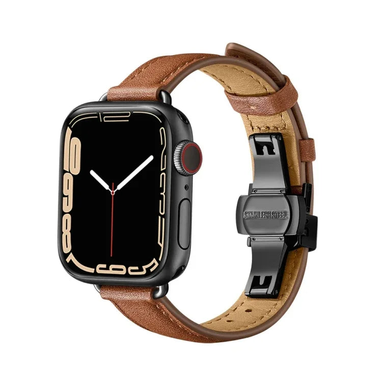 Pulseira de Relógio com Fivela Borboleta Slim para Apple Watch Series, 7 41mm / 6&SE&5&4 40mm / 3&2&1 38mm