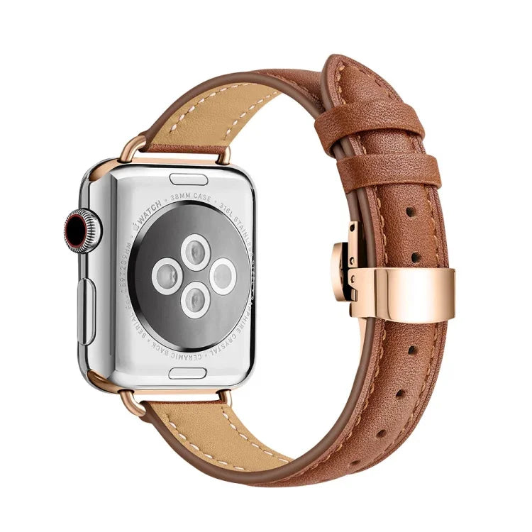 Pulseira de Relógio com Fivela Borboleta Slim para Apple Watch Series, 7 41mm / 6&SE&5&4 40mm / 3&2&1 38mm