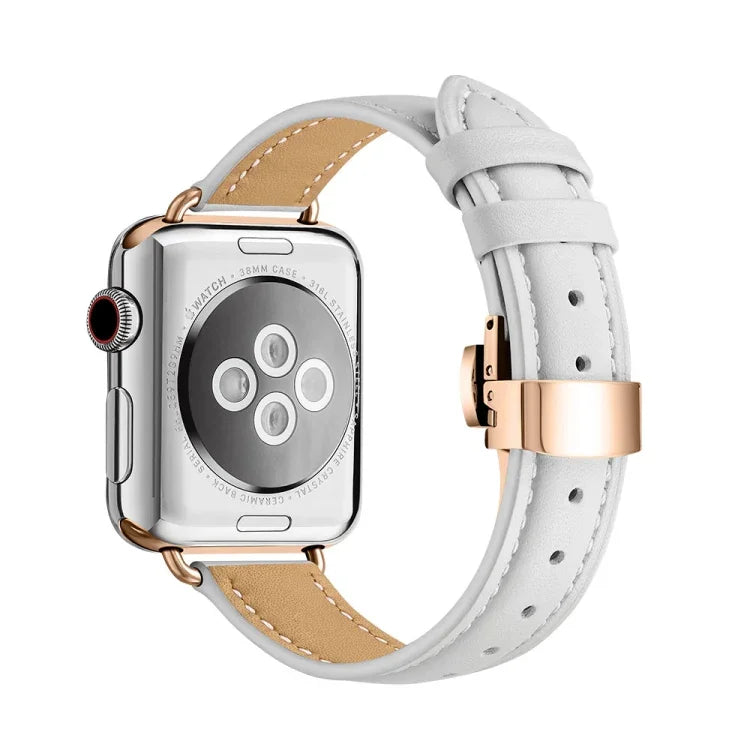 Pulseira de Relógio com Fivela Borboleta Slim para Apple Watch Series, 7 41mm / 6&SE&5&4 40mm / 3&2&1 38mm