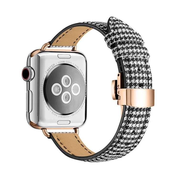 Pulseira de Relógio com Fivela Borboleta Slim para Apple Watch Series, 7 41mm / 6&SE&5&4 40mm / 3&2&1 38mm