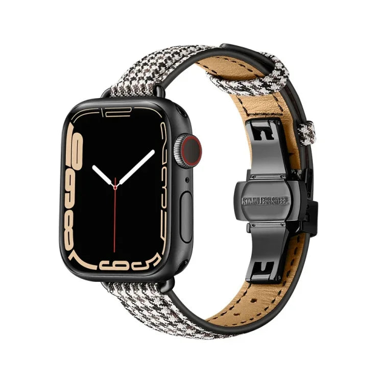 Pulseira de Relógio com Fivela Borboleta Slim para Apple Watch Series, 7 41mm / 6&SE&5&4 40mm / 3&2&1 38mm