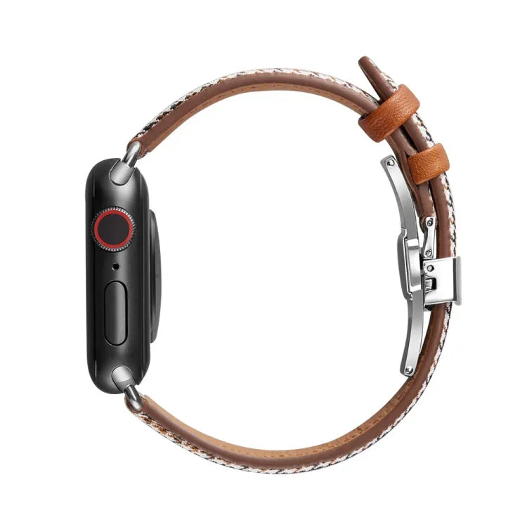 Pulseira de Relógio com Fivela Borboleta Slim para Apple Watch Series, 7 41mm / 6&SE&5&4 40mm / 3&2&1 38mm