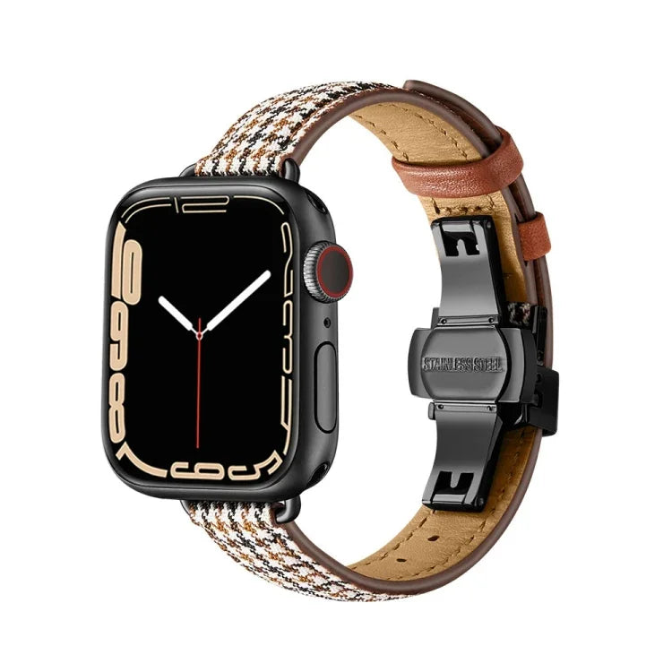 Pulseira de Relógio com Fivela Borboleta Slim para Apple Watch Series, 7 41mm / 6&SE&5&4 40mm / 3&2&1 38mm