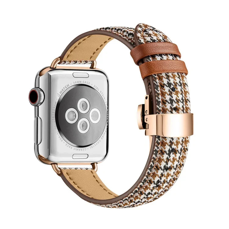 Pulseira de Relógio com Fivela Borboleta Slim para Apple Watch Series, 7 41mm / 6&SE&5&4 40mm / 3&2&1 38mm