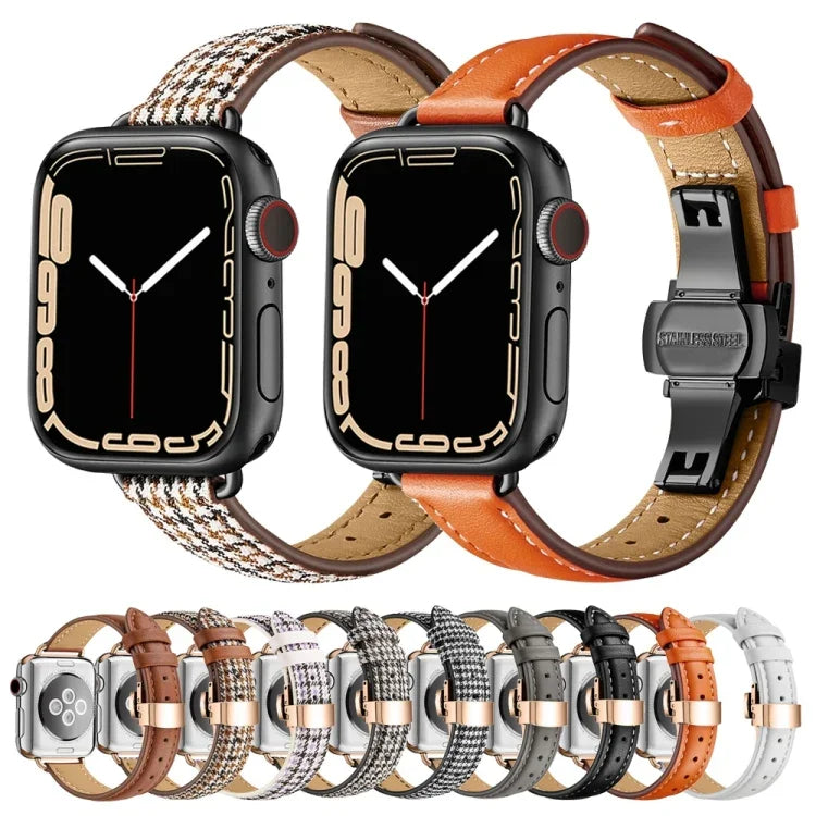 Pulseira de Relógio com Fivela Borboleta Slim para Apple Watch Series, 7 41mm / 6&SE&5&4 40mm / 3&2&1 38mm