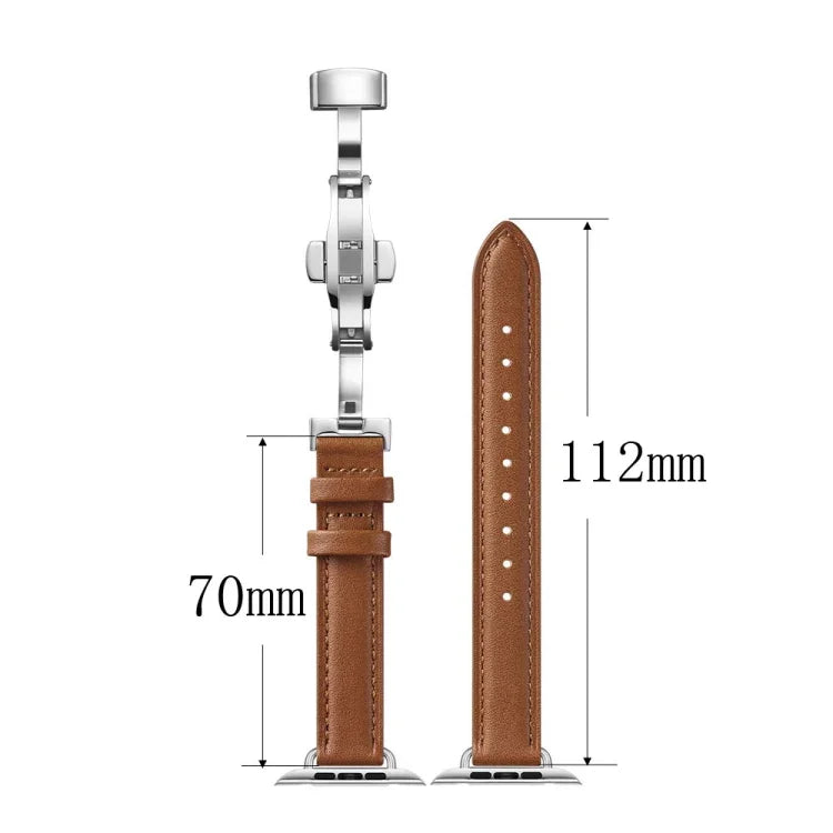 Pulseira de Relógio com Fivela Borboleta Slim para Apple Watch Series, 7 41mm / 6&SE&5&4 40mm / 3&2&1 38mm