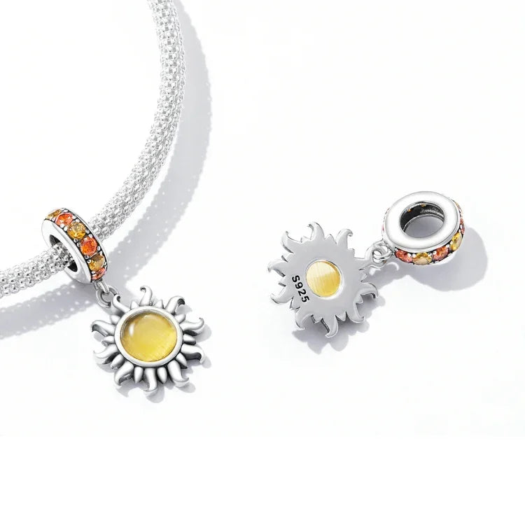 Acessórios DIY para Pulseira e Colar com Pendente de Sol Pequeno em Prata Esterlina S925, Sol Pequeno