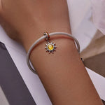 Acessórios DIY para Pulseira e Colar com Pendente de Sol Pequeno em Prata Esterlina S925, Sol Pequeno