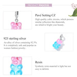 Acessórios DIY para Pulseira e Colar com Pendente de Urso Doce em Prata Esterlina S925, Urso Doce