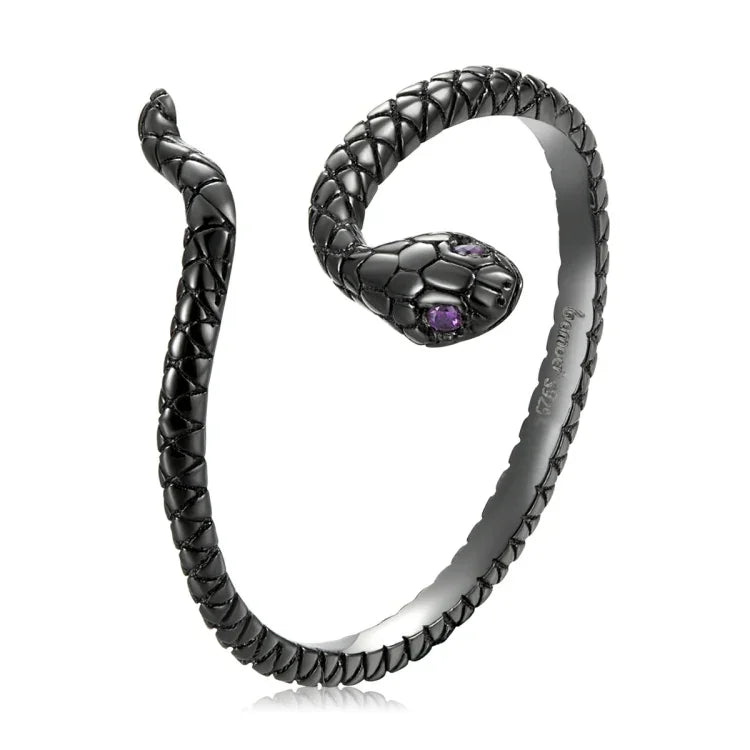 Anel de Prata Esterlina S925 com Cobra Misteriosa para Mulheres, Cobra Misteriosa