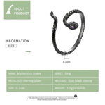 Anel de Prata Esterlina S925 com Cobra Misteriosa para Mulheres, Cobra Misteriosa