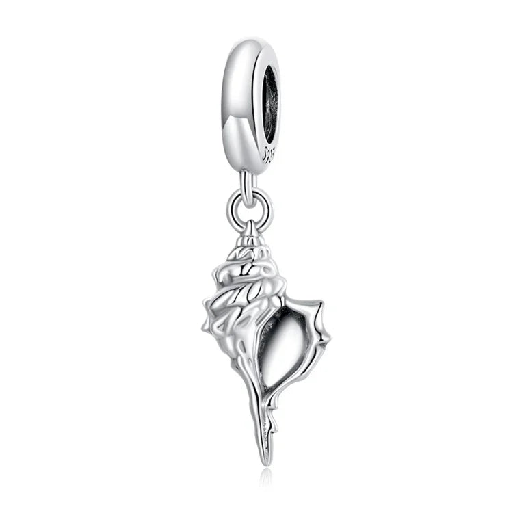 Pendente de Concha em Prata Esterlina S925 para DIY Pulseira Colar Acessórios, Concha
