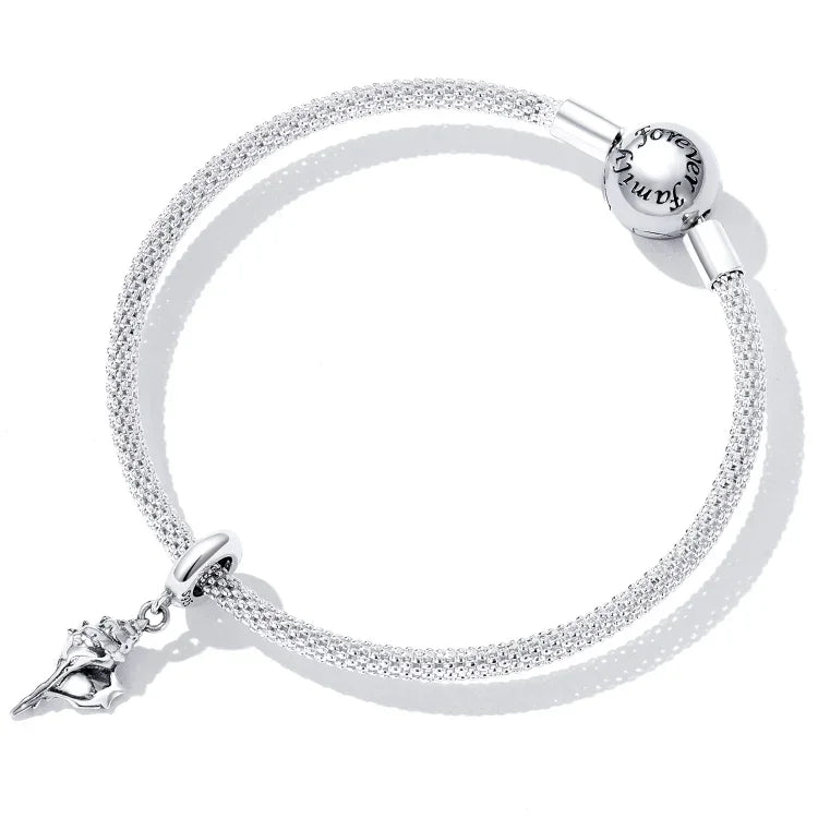 Pendente de Concha em Prata Esterlina S925 para DIY Pulseira Colar Acessórios, Concha