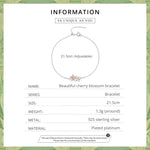 Pulseira Feminina Flor de Cerejeira em Prata Esterlina S925, Flor de Cerejeira