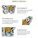 Acessórios DIY para Pulseira e Colar com Contas de Flor e Borboleta em Prata Esterlina S925, Flor e Borboleta